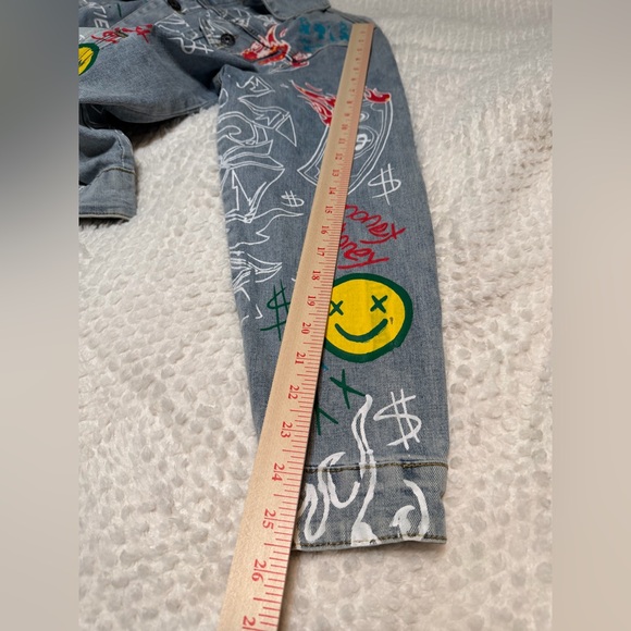 NEW Waimea Denim Jean Jacket Mens M Paint Splatter Streetwear Urban Hip Hop 90s - Picture 12 of 16